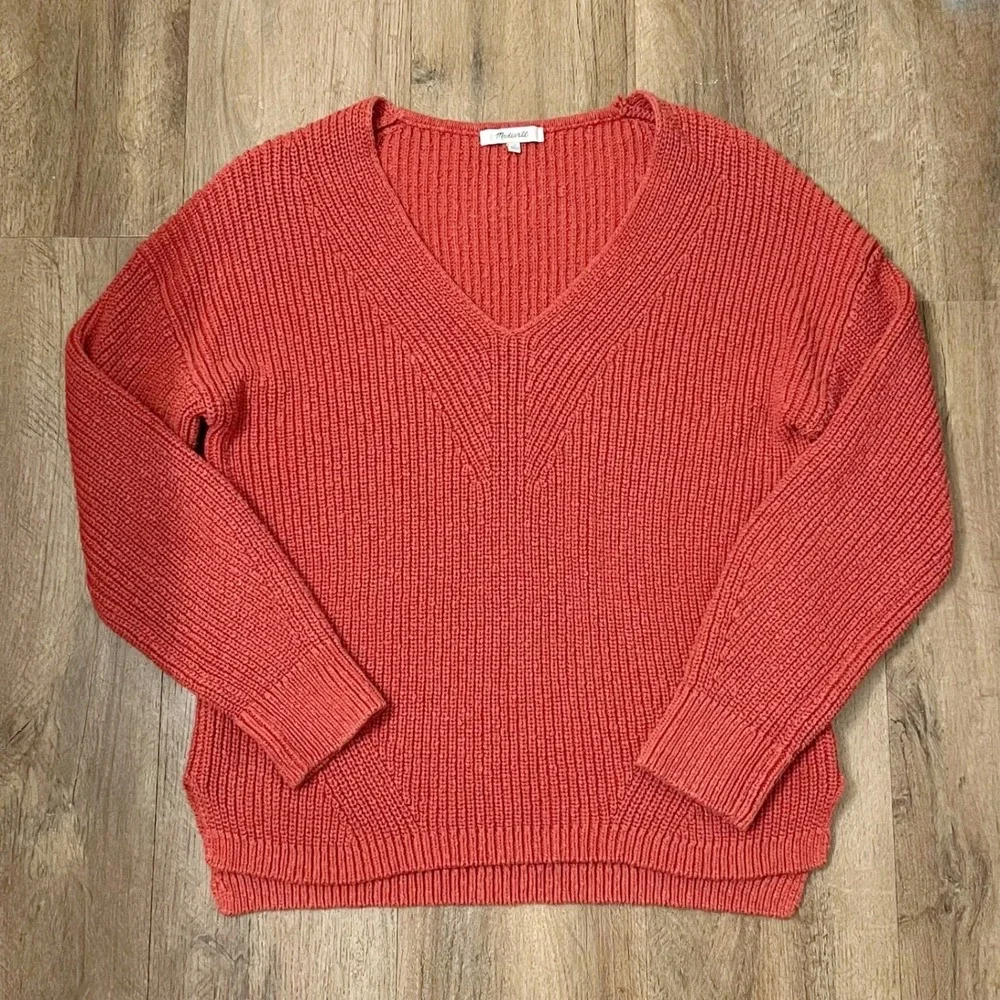 Madewell Ridgeton Pullover Burn Orange Knit Sweater‎ Size Large